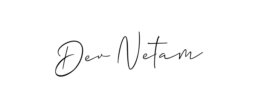 The best way (Allison_Script) to make a short signature is to pick only two or three words in your name. The name Dev Netam include a total of six letters. For converting this name. Dev Netam signature style 2 images and pictures png