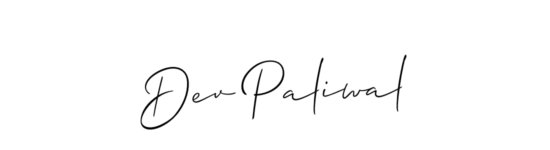 Use a signature maker to create a handwritten signature online. With this signature software, you can design (Allison_Script) your own signature for name Dev Paliwal. Dev Paliwal signature style 2 images and pictures png