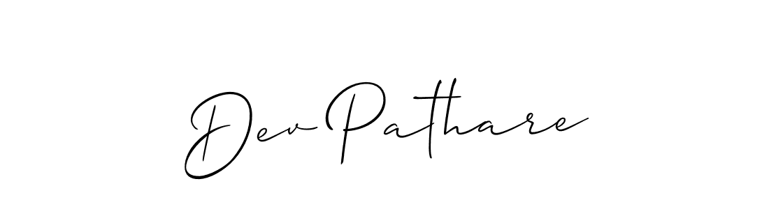 It looks lik you need a new signature style for name Dev Pathare. Design unique handwritten (Allison_Script) signature with our free signature maker in just a few clicks. Dev Pathare signature style 2 images and pictures png