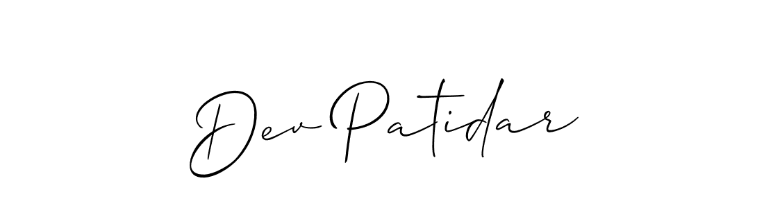 Similarly Allison_Script is the best handwritten signature design. Signature creator online .You can use it as an online autograph creator for name Dev Patidar. Dev Patidar signature style 2 images and pictures png
