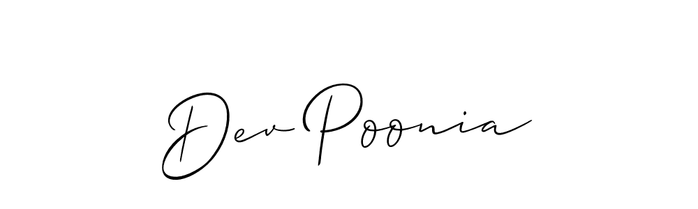 Make a beautiful signature design for name Dev Poonia. With this signature (Allison_Script) style, you can create a handwritten signature for free. Dev Poonia signature style 2 images and pictures png