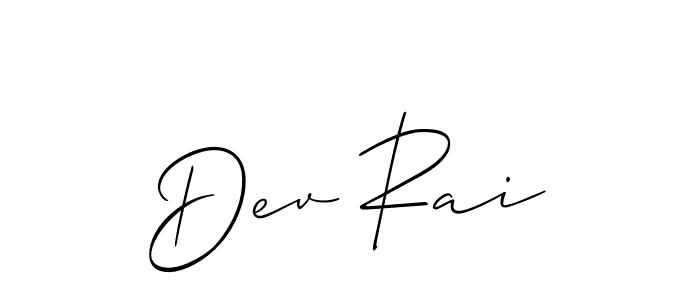 Use a signature maker to create a handwritten signature online. With this signature software, you can design (Allison_Script) your own signature for name Dev Rai. Dev Rai signature style 2 images and pictures png