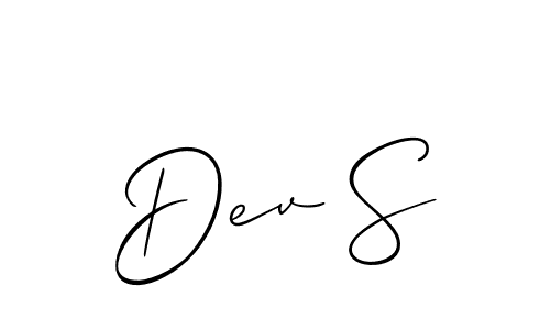 It looks lik you need a new signature style for name Dev S. Design unique handwritten (Allison_Script) signature with our free signature maker in just a few clicks. Dev S signature style 2 images and pictures png