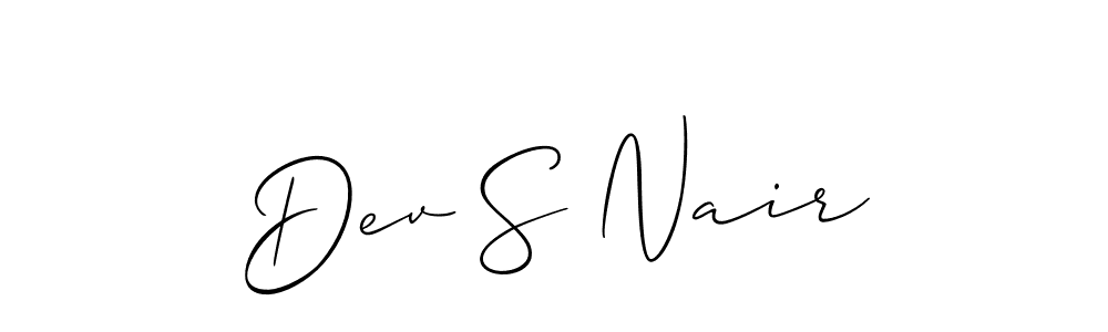 Create a beautiful signature design for name Dev S Nair. With this signature (Allison_Script) fonts, you can make a handwritten signature for free. Dev S Nair signature style 2 images and pictures png