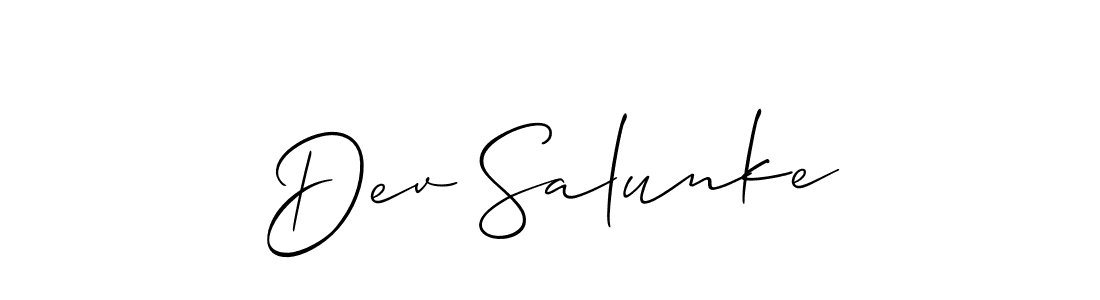 You can use this online signature creator to create a handwritten signature for the name Dev Salunke. This is the best online autograph maker. Dev Salunke signature style 2 images and pictures png