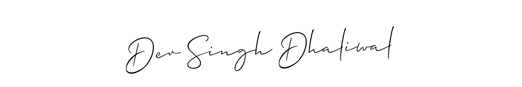 Make a short Dev Singh Dhaliwal signature style. Manage your documents anywhere anytime using Allison_Script. Create and add eSignatures, submit forms, share and send files easily. Dev Singh Dhaliwal signature style 2 images and pictures png