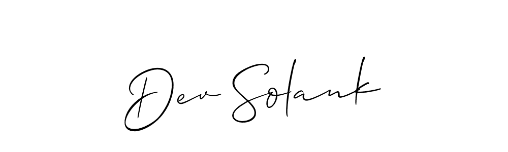 Make a beautiful signature design for name Dev Solank. With this signature (Allison_Script) style, you can create a handwritten signature for free. Dev Solank signature style 2 images and pictures png