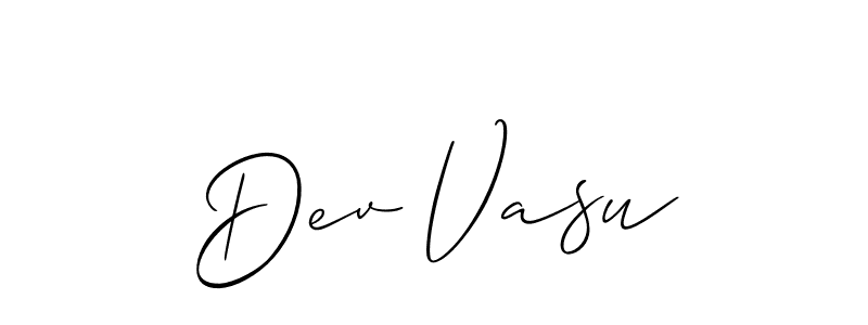 Allison_Script is a professional signature style that is perfect for those who want to add a touch of class to their signature. It is also a great choice for those who want to make their signature more unique. Get Dev Vasu name to fancy signature for free. Dev Vasu signature style 2 images and pictures png