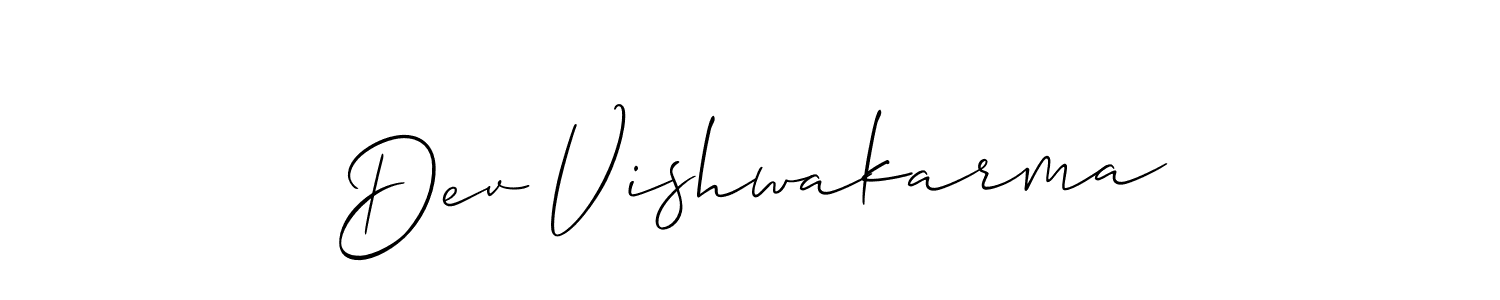 Also we have Dev Vishwakarma name is the best signature style. Create professional handwritten signature collection using Allison_Script autograph style. Dev Vishwakarma signature style 2 images and pictures png