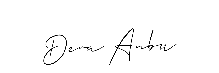 Make a beautiful signature design for name Deva Anbu. With this signature (Allison_Script) style, you can create a handwritten signature for free. Deva Anbu signature style 2 images and pictures png