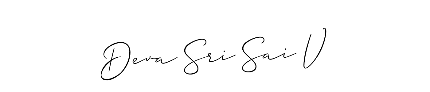 Make a beautiful signature design for name Deva Sri Sai V. With this signature (Allison_Script) style, you can create a handwritten signature for free. Deva Sri Sai V signature style 2 images and pictures png