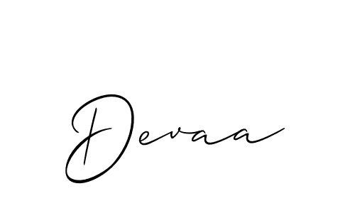 Make a beautiful signature design for name Devaa. With this signature (Allison_Script) style, you can create a handwritten signature for free. Devaa signature style 2 images and pictures png