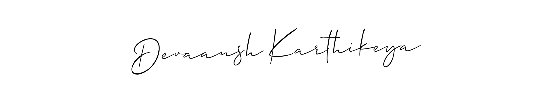 You should practise on your own different ways (Allison_Script) to write your name (Devaansh Karthikeya) in signature. don't let someone else do it for you. Devaansh Karthikeya signature style 2 images and pictures png