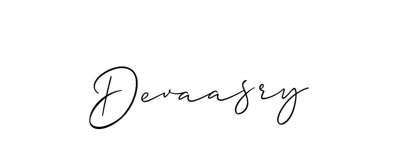 Use a signature maker to create a handwritten signature online. With this signature software, you can design (Allison_Script) your own signature for name Devaasry. Devaasry signature style 2 images and pictures png