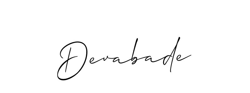 Use a signature maker to create a handwritten signature online. With this signature software, you can design (Allison_Script) your own signature for name Devabade. Devabade signature style 2 images and pictures png