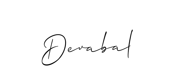Create a beautiful signature design for name Devabal. With this signature (Allison_Script) fonts, you can make a handwritten signature for free. Devabal signature style 2 images and pictures png