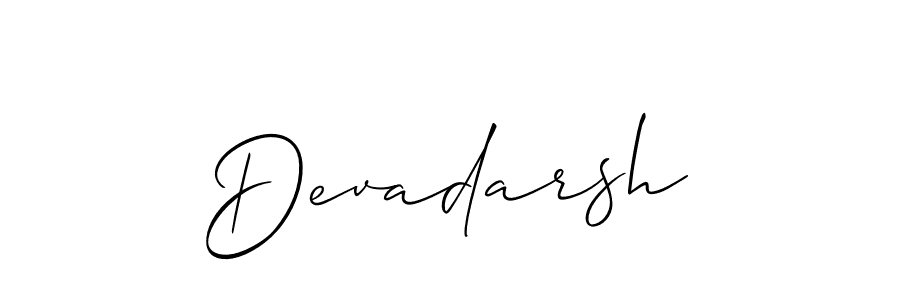 Use a signature maker to create a handwritten signature online. With this signature software, you can design (Allison_Script) your own signature for name Devadarsh. Devadarsh signature style 2 images and pictures png