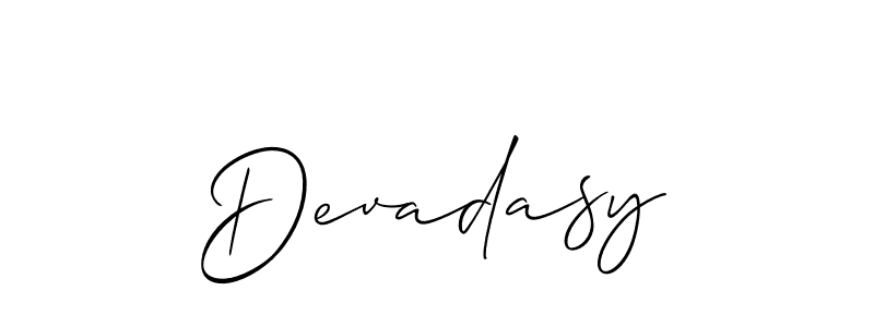 Also we have Devadasy name is the best signature style. Create professional handwritten signature collection using Allison_Script autograph style. Devadasy signature style 2 images and pictures png