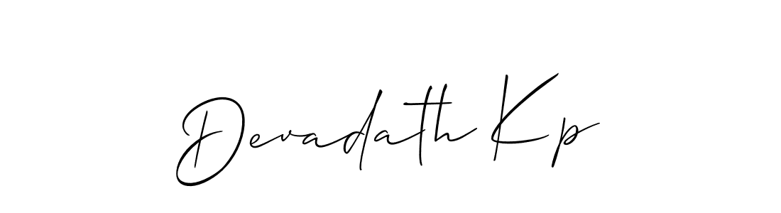 Allison_Script is a professional signature style that is perfect for those who want to add a touch of class to their signature. It is also a great choice for those who want to make their signature more unique. Get Devadath Kp name to fancy signature for free. Devadath Kp signature style 2 images and pictures png