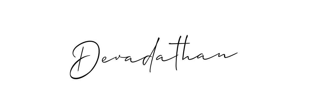 It looks lik you need a new signature style for name Devadathan. Design unique handwritten (Allison_Script) signature with our free signature maker in just a few clicks. Devadathan signature style 2 images and pictures png