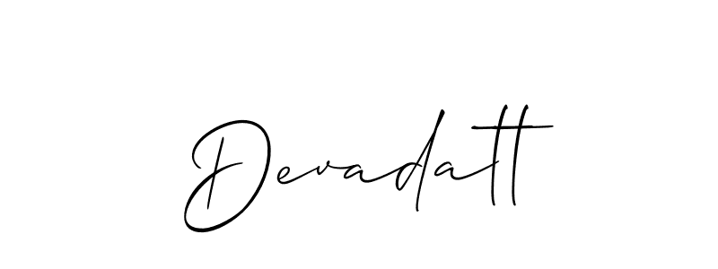 It looks lik you need a new signature style for name Devadatt. Design unique handwritten (Allison_Script) signature with our free signature maker in just a few clicks. Devadatt signature style 2 images and pictures png