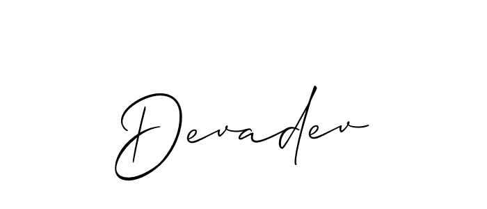 Devadev stylish signature style. Best Handwritten Sign (Allison_Script) for my name. Handwritten Signature Collection Ideas for my name Devadev. Devadev signature style 2 images and pictures png
