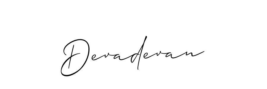 Use a signature maker to create a handwritten signature online. With this signature software, you can design (Allison_Script) your own signature for name Devadevan. Devadevan signature style 2 images and pictures png