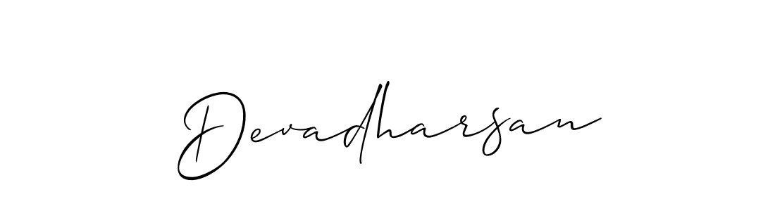 Use a signature maker to create a handwritten signature online. With this signature software, you can design (Allison_Script) your own signature for name Devadharsan. Devadharsan signature style 2 images and pictures png