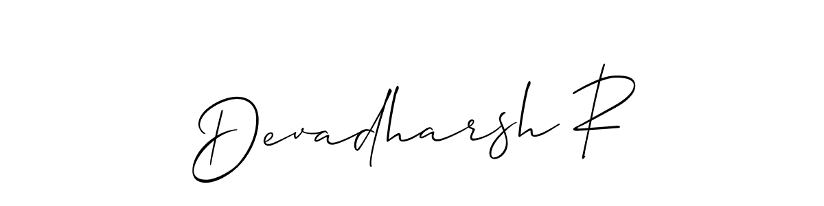 Devadharsh R stylish signature style. Best Handwritten Sign (Allison_Script) for my name. Handwritten Signature Collection Ideas for my name Devadharsh R. Devadharsh R signature style 2 images and pictures png