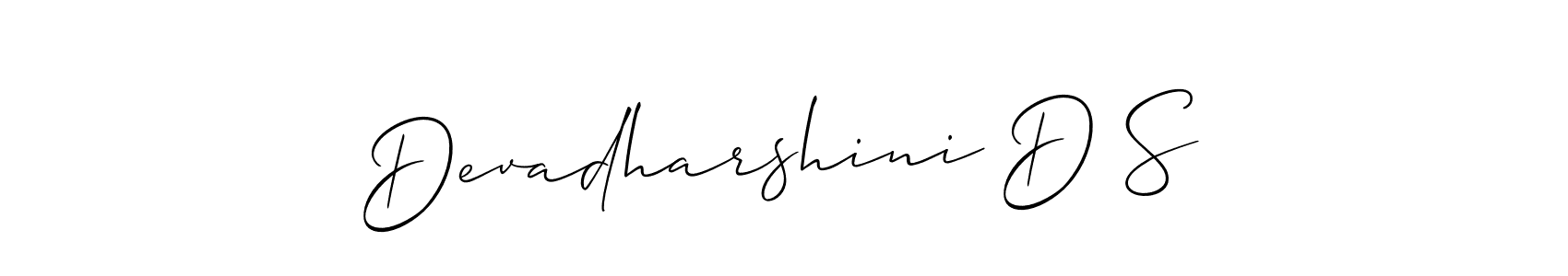 This is the best signature style for the Devadharshini D S name. Also you like these signature font (Allison_Script). Mix name signature. Devadharshini D S signature style 2 images and pictures png