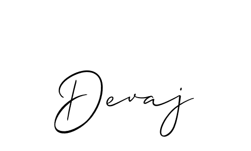 Design your own signature with our free online signature maker. With this signature software, you can create a handwritten (Allison_Script) signature for name Devaj. Devaj signature style 2 images and pictures png