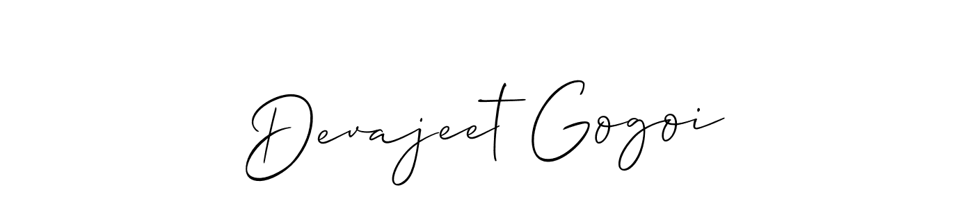 Create a beautiful signature design for name Devajeet Gogoi. With this signature (Allison_Script) fonts, you can make a handwritten signature for free. Devajeet Gogoi signature style 2 images and pictures png