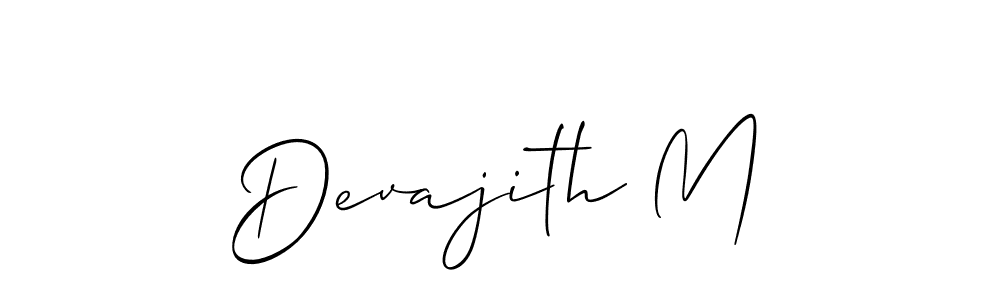 It looks lik you need a new signature style for name Devajith M. Design unique handwritten (Allison_Script) signature with our free signature maker in just a few clicks. Devajith M signature style 2 images and pictures png