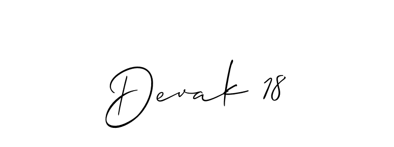 How to make Devak 18 signature? Allison_Script is a professional autograph style. Create handwritten signature for Devak 18 name. Devak 18 signature style 2 images and pictures png
