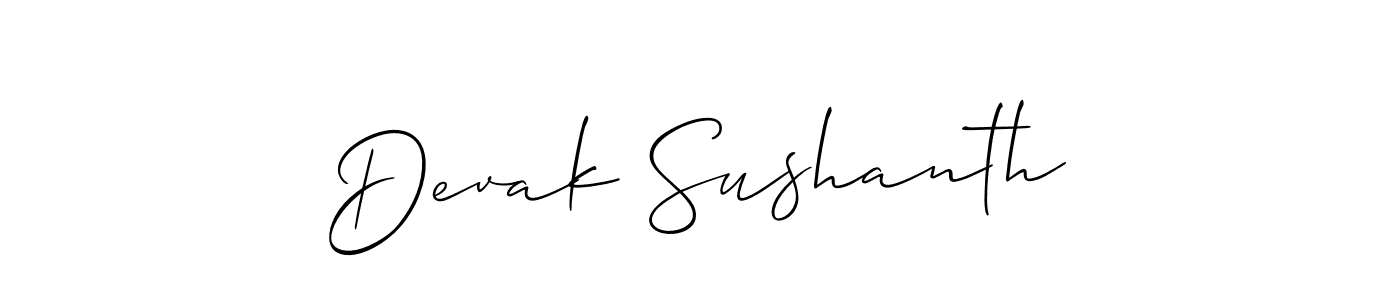 Allison_Script is a professional signature style that is perfect for those who want to add a touch of class to their signature. It is also a great choice for those who want to make their signature more unique. Get Devak Sushanth name to fancy signature for free. Devak Sushanth signature style 2 images and pictures png
