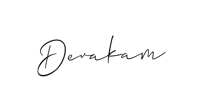 How to make Devakam signature? Allison_Script is a professional autograph style. Create handwritten signature for Devakam name. Devakam signature style 2 images and pictures png