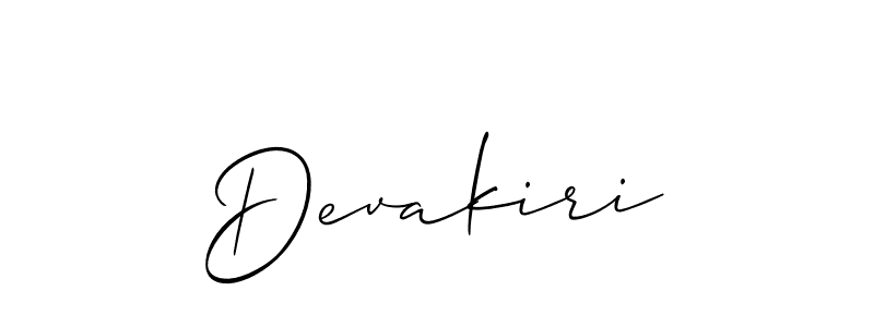 Design your own signature with our free online signature maker. With this signature software, you can create a handwritten (Allison_Script) signature for name Devakiri. Devakiri signature style 2 images and pictures png