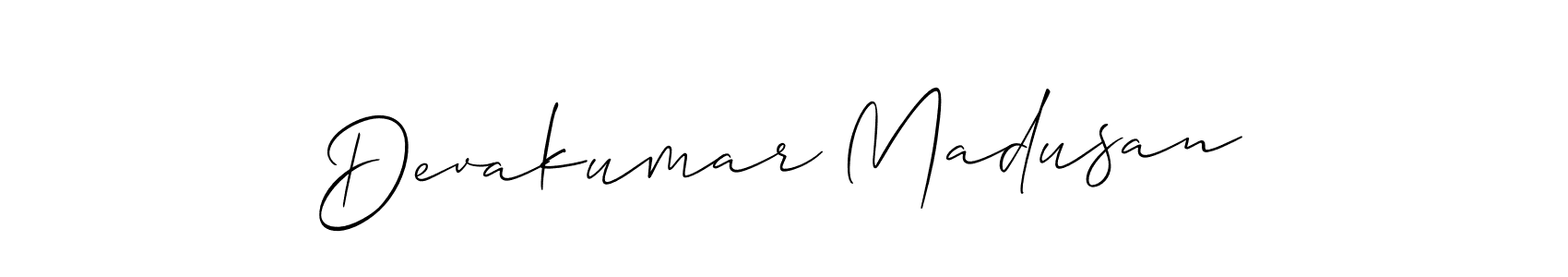 Use a signature maker to create a handwritten signature online. With this signature software, you can design (Allison_Script) your own signature for name Devakumar Madusan. Devakumar Madusan signature style 2 images and pictures png