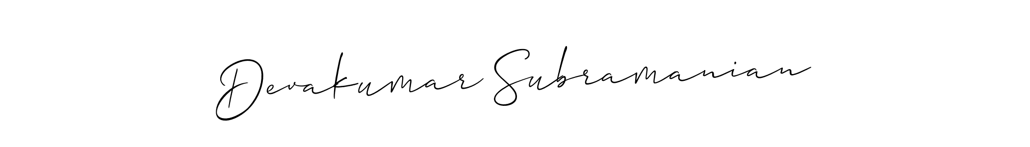 The best way (Allison_Script) to make a short signature is to pick only two or three words in your name. The name Devakumar Subramanian include a total of six letters. For converting this name. Devakumar Subramanian signature style 2 images and pictures png