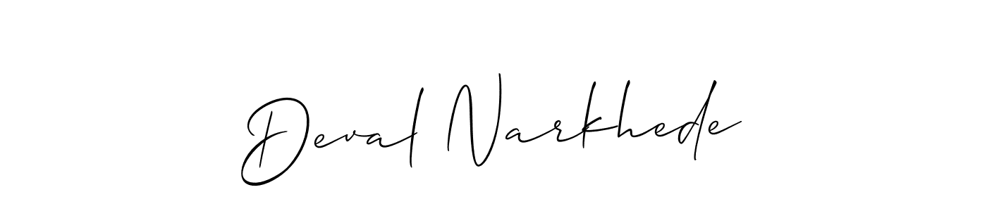 How to make Deval Narkhede signature? Allison_Script is a professional autograph style. Create handwritten signature for Deval Narkhede name. Deval Narkhede signature style 2 images and pictures png