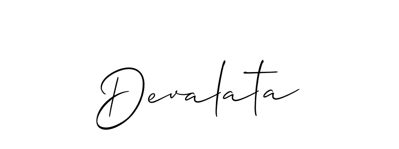 Use a signature maker to create a handwritten signature online. With this signature software, you can design (Allison_Script) your own signature for name Devalata. Devalata signature style 2 images and pictures png