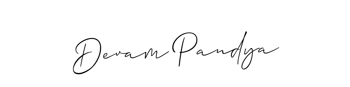 Create a beautiful signature design for name Devam Pandya. With this signature (Allison_Script) fonts, you can make a handwritten signature for free. Devam Pandya signature style 2 images and pictures png