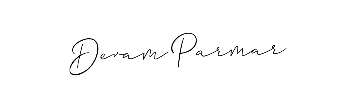 How to make Devam Parmar signature? Allison_Script is a professional autograph style. Create handwritten signature for Devam Parmar name. Devam Parmar signature style 2 images and pictures png