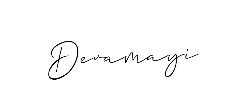 The best way (Allison_Script) to make a short signature is to pick only two or three words in your name. The name Devamayi include a total of six letters. For converting this name. Devamayi signature style 2 images and pictures png