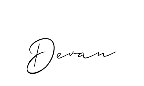 The best way (Allison_Script) to make a short signature is to pick only two or three words in your name. The name Devan include a total of six letters. For converting this name. Devan signature style 2 images and pictures png