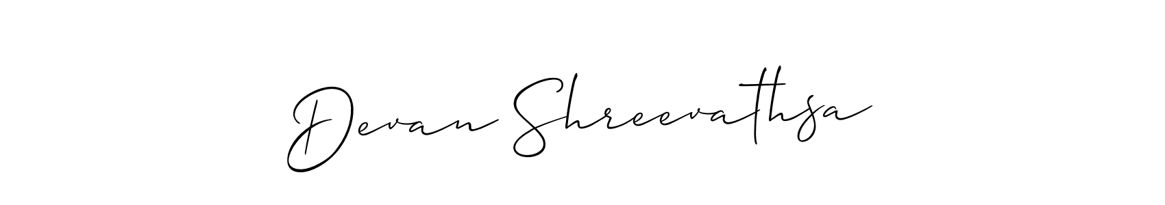 Use a signature maker to create a handwritten signature online. With this signature software, you can design (Allison_Script) your own signature for name Devan Shreevathsa. Devan Shreevathsa signature style 2 images and pictures png