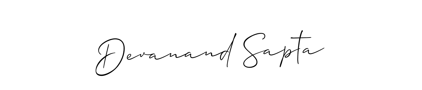 The best way (Allison_Script) to make a short signature is to pick only two or three words in your name. The name Devanand Sapta include a total of six letters. For converting this name. Devanand Sapta signature style 2 images and pictures png