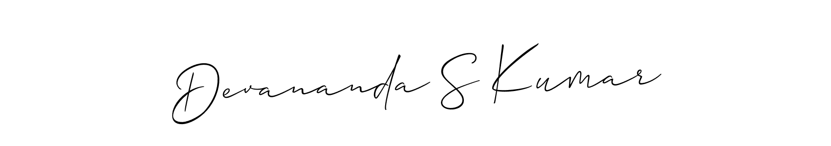 Similarly Allison_Script is the best handwritten signature design. Signature creator online .You can use it as an online autograph creator for name Devananda S Kumar. Devananda S Kumar signature style 2 images and pictures png