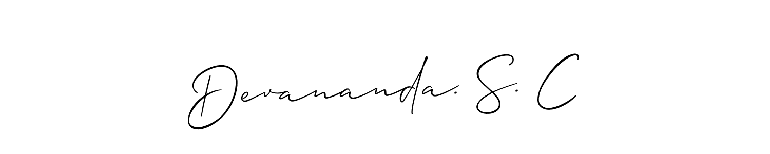 Also You can easily find your signature by using the search form. We will create Devananda. S. C name handwritten signature images for you free of cost using Allison_Script sign style. Devananda. S. C signature style 2 images and pictures png