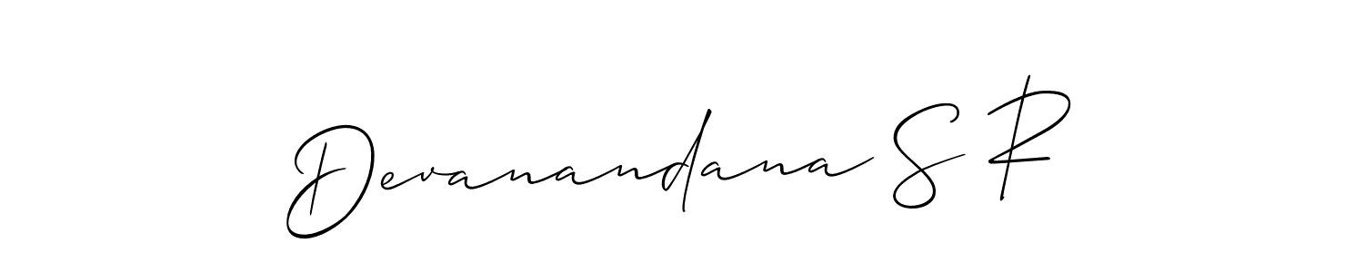 How to make Devanandana S R name signature. Use Allison_Script style for creating short signs online. This is the latest handwritten sign. Devanandana S R signature style 2 images and pictures png